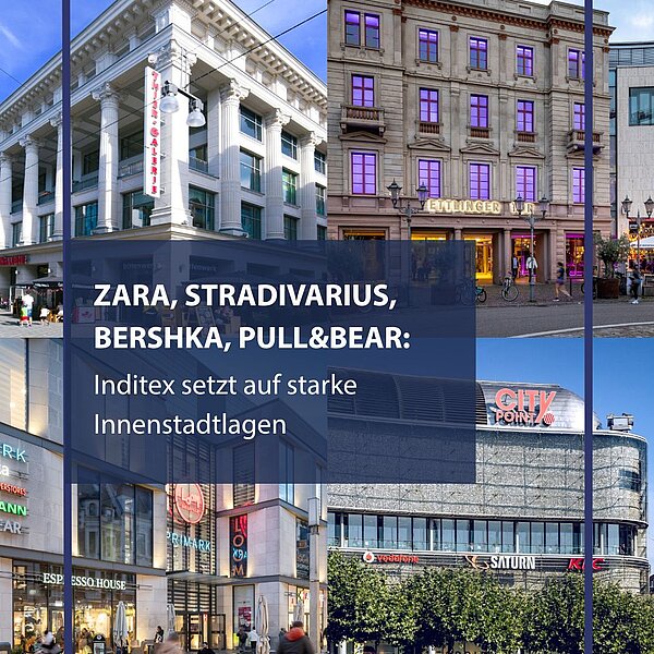 Mehrere Shopping-Center sind in einer Collage dargestellt.