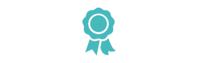 Das türkis eingefärbte Icon stellt Auszeichnungsplakette dar.