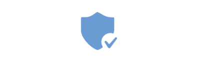 Das hellblaue Icon zeigt ein Schutzschild und einen Haken an