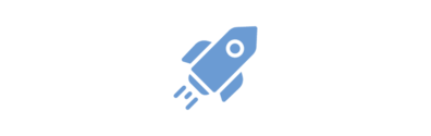 Das hellblaue Icon zeigt eine Rakete