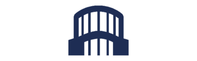 Das dunkelblaue Icon zeigt die Außenansicht eines Shopping-Centers mit zahlreichen Fenstern.
