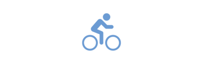 Das hellblaue Icon zeigt eine Person auf dem Fahrrad