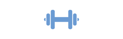 Das hellblaue Icon zeigt eine Hantel mit Gewichten