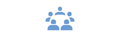 Das hellblaue Icon zeigt einen Kreis mit Menschen