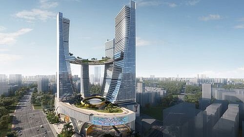 View of an extraordinary high-rise building in the city of Shanghai.